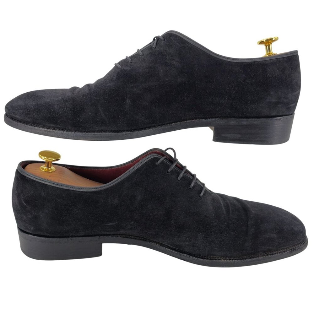 Salvatore Ferragamo Italy Men size 13D Black Suede Dress Shoes Plain-toe Oxfords - Picture 6 of 15
